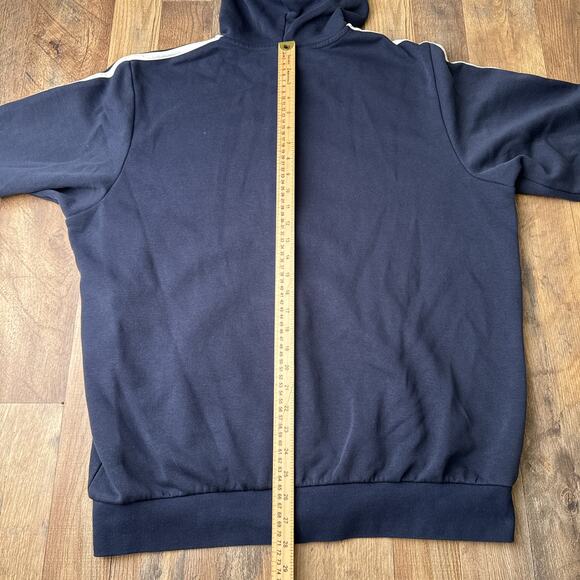 Adidas Essentials 3-Stripes Fleece Hoodie Men's XL Blue Full Zip Athletic 6052 - Picture 10 of 12